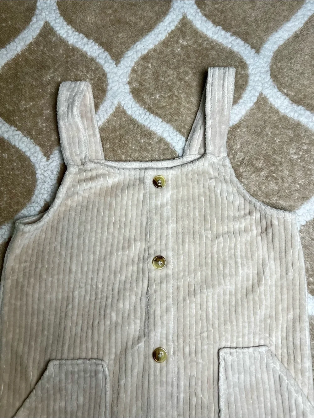 OshKosh B’gosh Girl’s Cream Corduroy Faux-Botton Dress